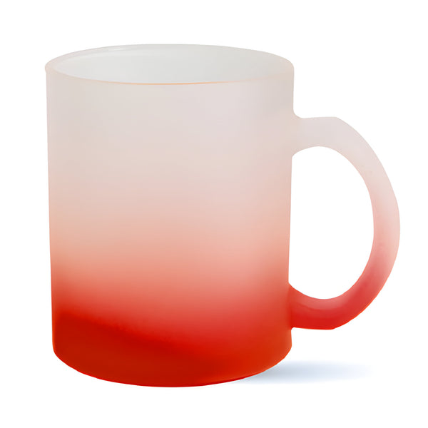 Mugs - GRADIENT - FROSTED - 11oz Glass Mug - RED - Longforte Trading Ltd