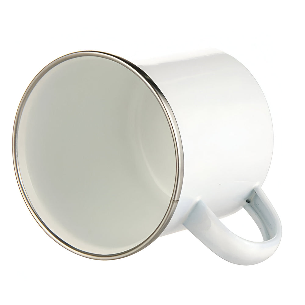 Mugs - Metal & Enamel Mugs - Box of 12 x 12oz White Ceramic Enamel Cup - Longforte Trading Ltd