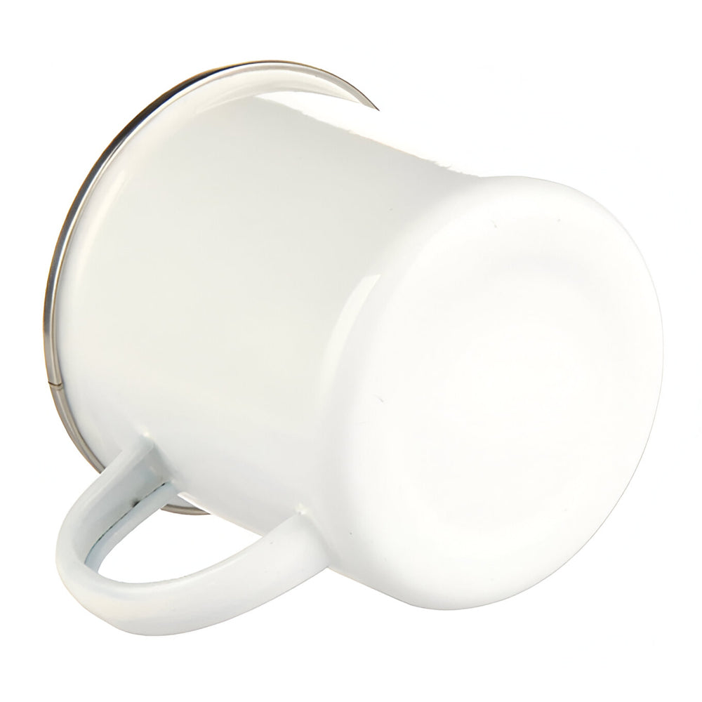 Mugs - Metal & Enamel Mugs - Box of 12 x 12oz White Ceramic Enamel Cup - Longforte Trading Ltd
