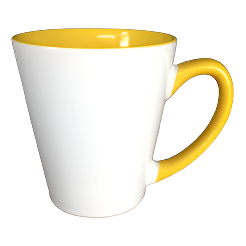 Mugs - Inner and Handle Coloured - 12oz Latte - Yellow - Longforte Trading Ltd