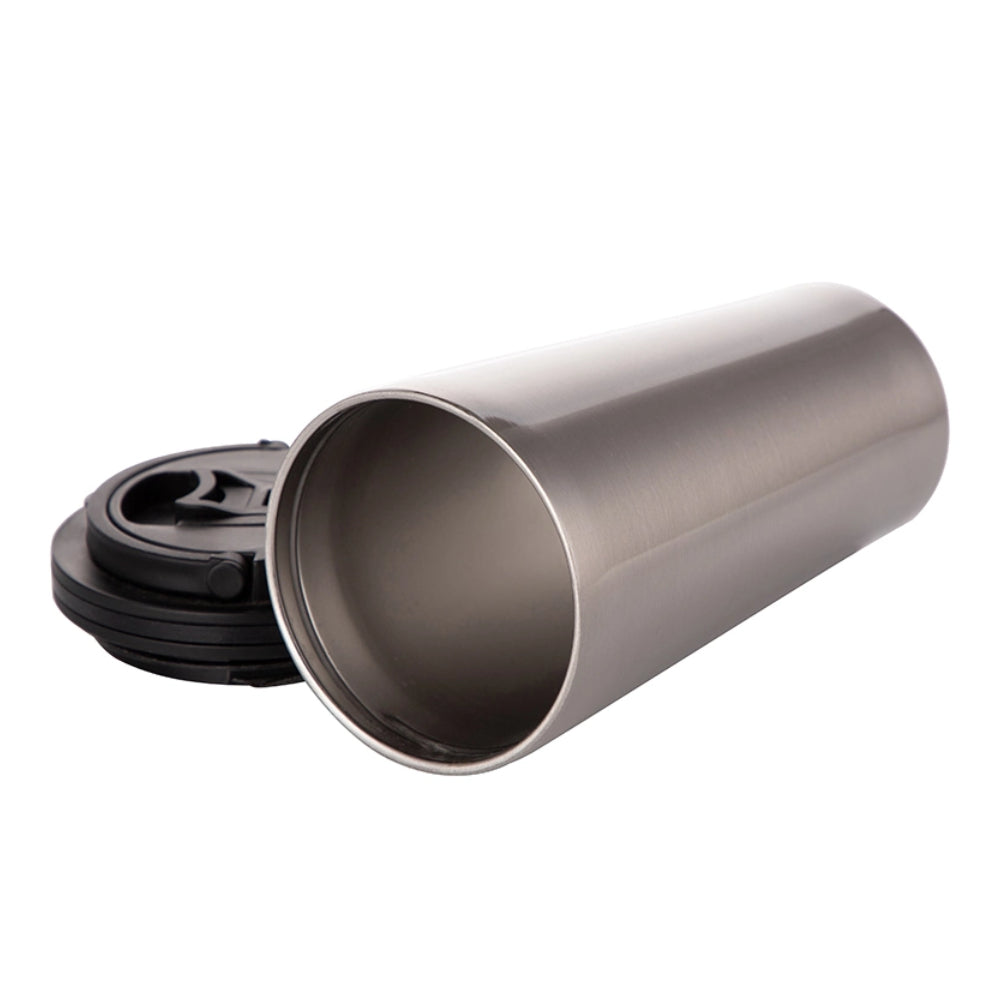 Mugs - STAINLESS STEEL - 16oz Tumbler with HANDLED Lid - SILVER - Longforte Trading Ltd