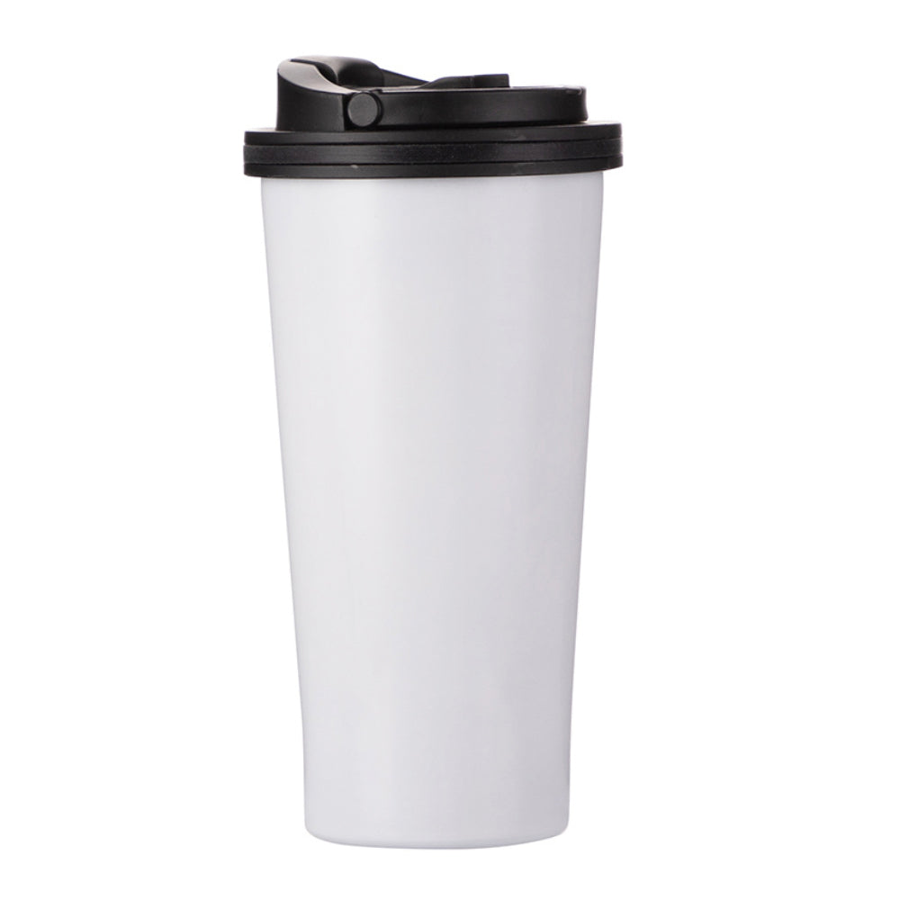 Mugs - STAINLESS STEEL - 16oz Tumbler with HANDLED Lid - WHITE - Longforte Trading Ltd