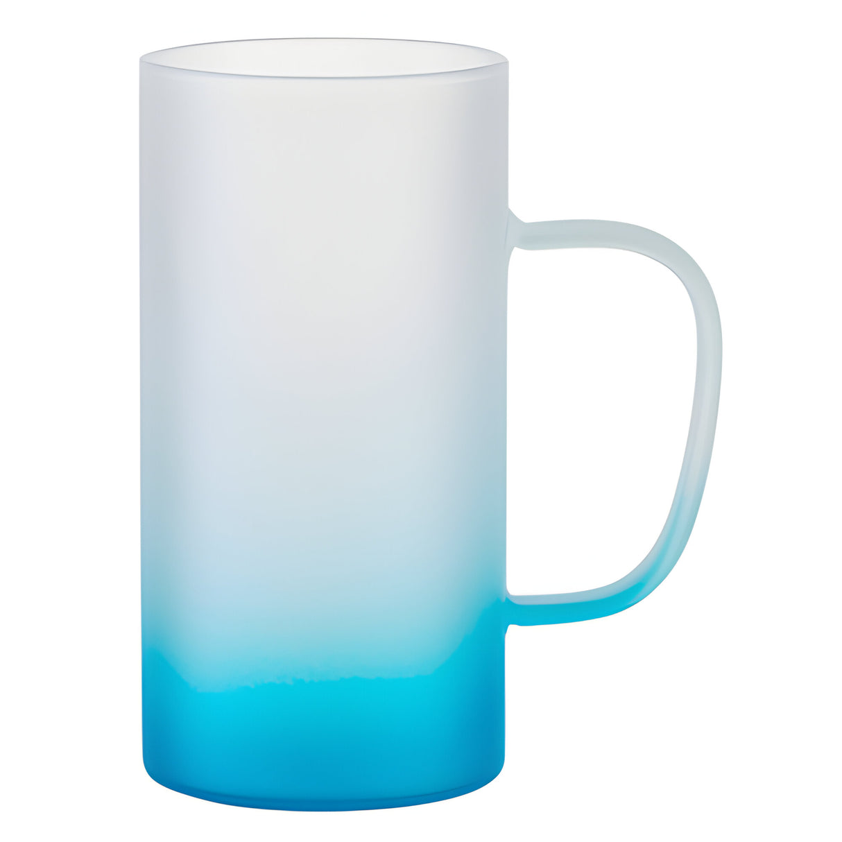 Box of 2 x 22oz Frosted Glass Sublimation Beer Steins with SLIM Handle - BLUE