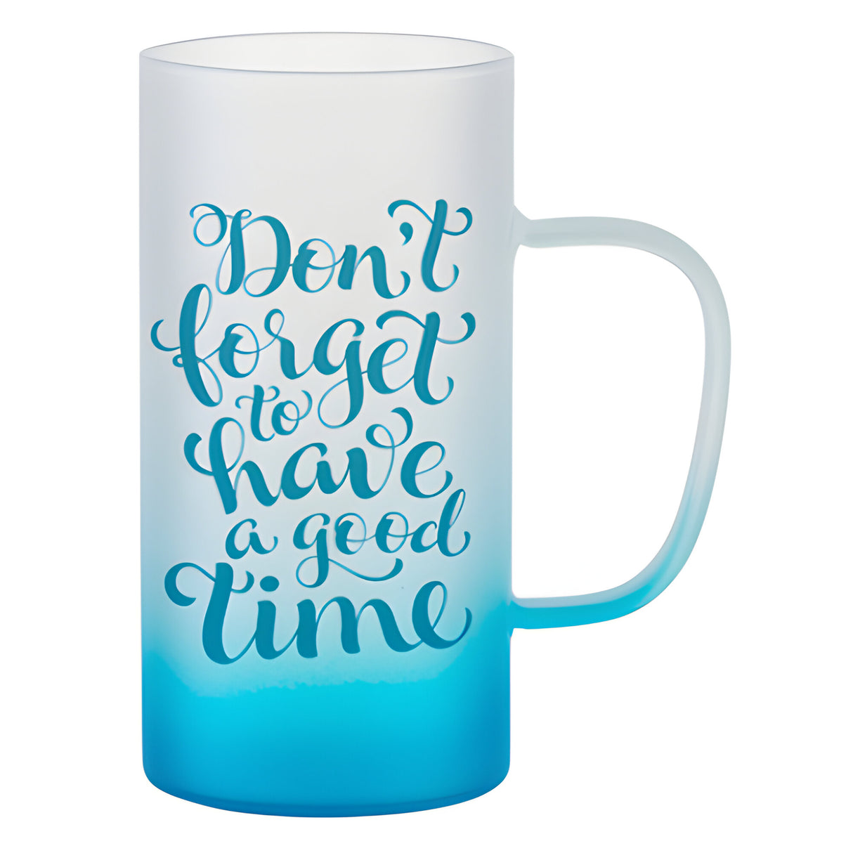 Box of 2 x 22oz Frosted Glass Sublimation Beer Steins with SLIM Handle - BLUE