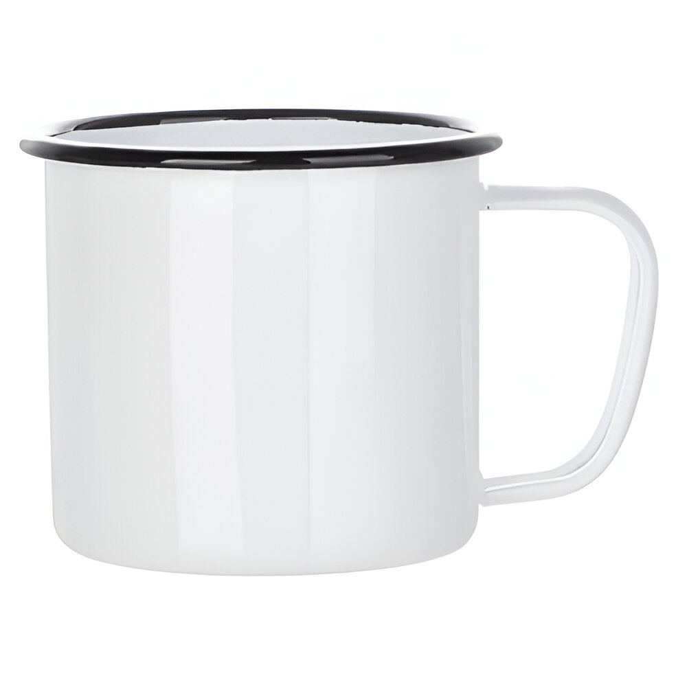 23oz / 700ml Sublimation Enamel Cup with Lid – Black Rim