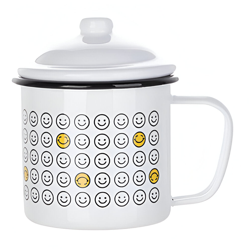 23oz / 700ml Sublimation Enamel Cup with Lid – Black Rim