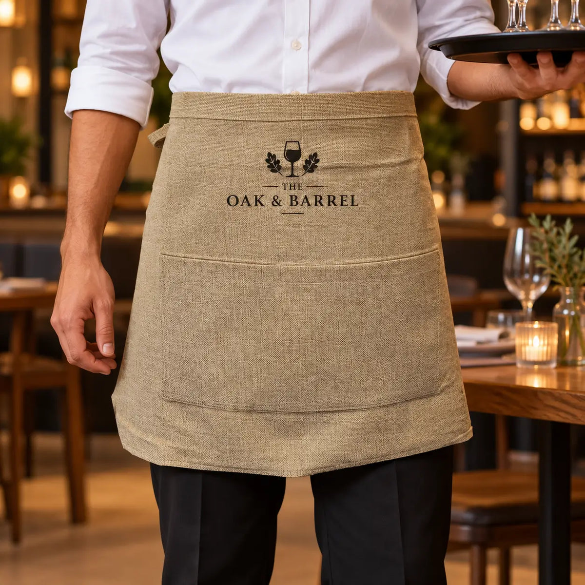 Sublimation Faux Burlap Bistro Apron With Pocket