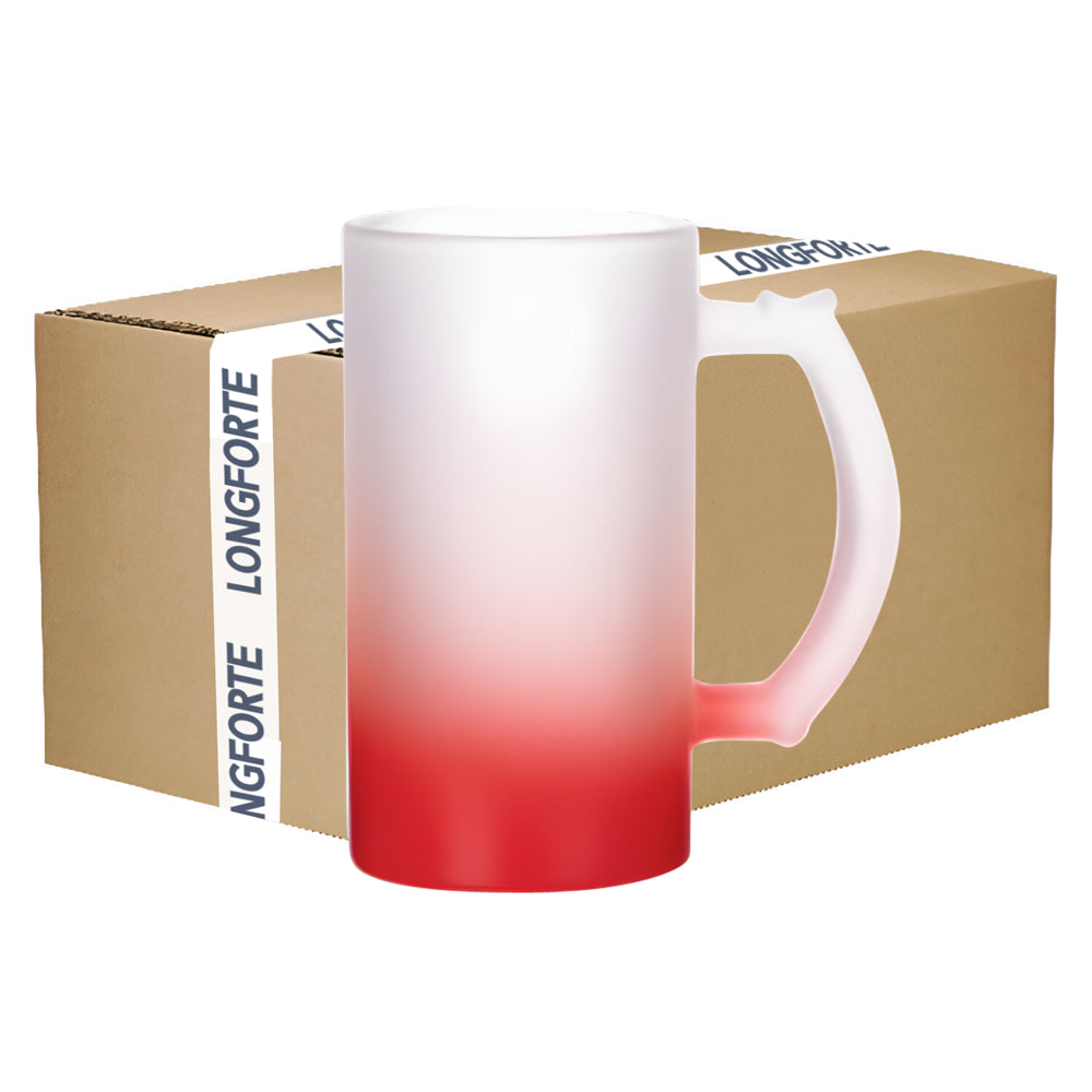 CARTON COMPLET - 24 x GRADIENT - GIVRÉ - Steins 'Trigger' en verre de 16 oz - ROUGE