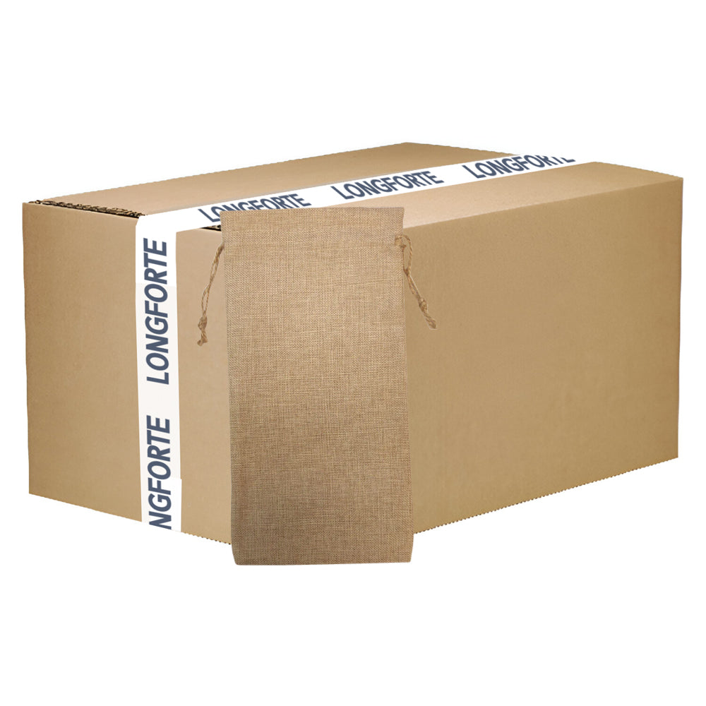 FULL CARTON - 100 x BURLAP WINE BOTTLE BAGS - 17cm x 34cm - Longforte Trading Ltd