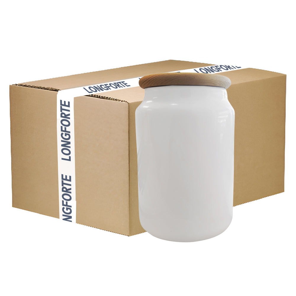 Wholesale Carton - 24 x Ceramic Cookie Jars with Wooden Lid
