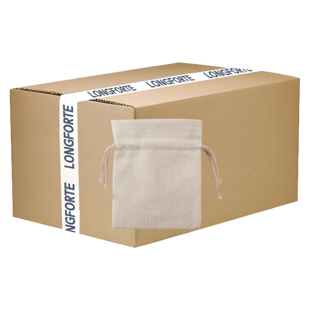 FULL CARTON - 100 x DOUBLE DRAWSTRING Bags - Thick Linen - 13cm x 18cm - Longforte Trading Ltd
