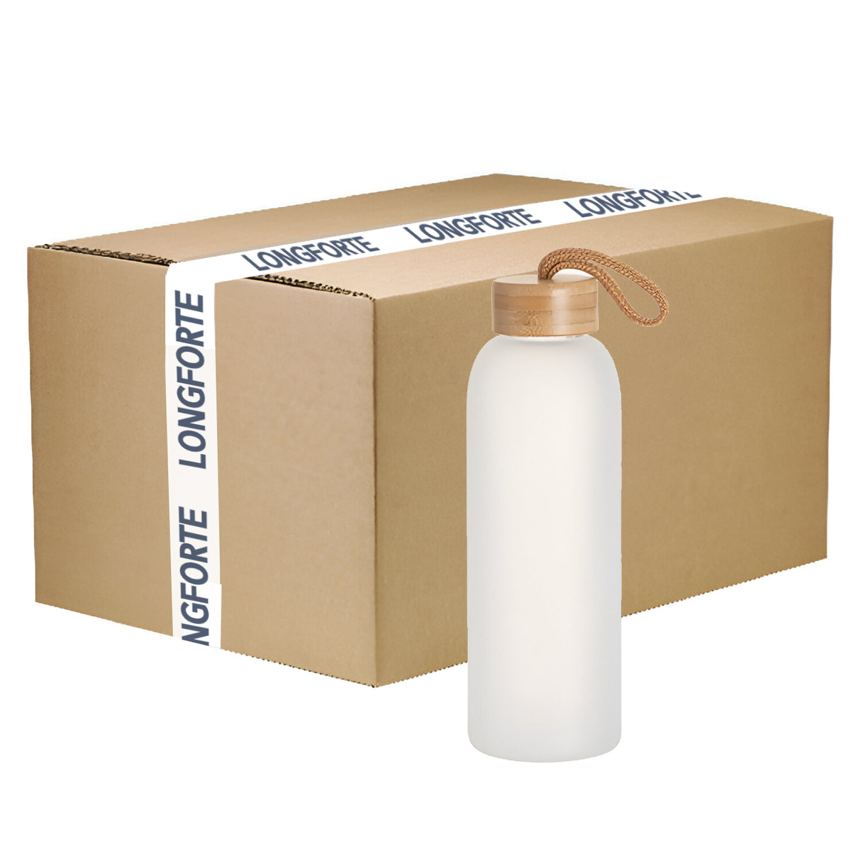 Becher - Glas - 550ml Glas mit Bambusdeckel & Strohhalm - DUNKELBLAU