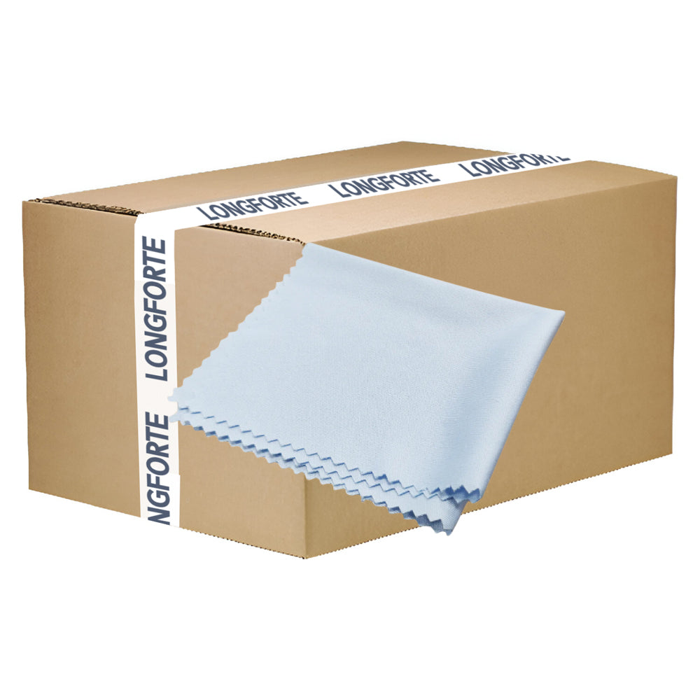 FULL CARTON - 100 x Lens Cloths - Light Blue - 180 x 150 mm - Longforte Trading Ltd
