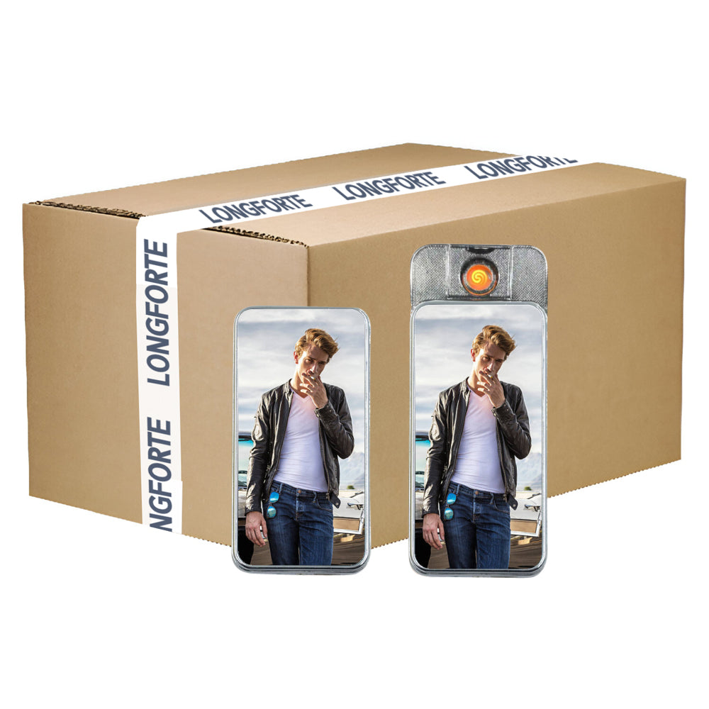 Wholesale Carton - 50 x USB Electric Lighters - Silver