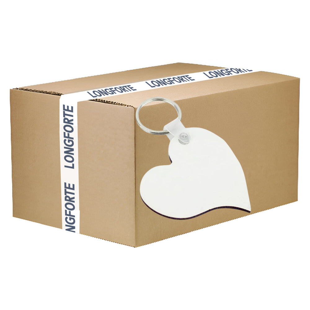 VOLLER KARTON - 200 x MDF-Schlüsselringe - Doppelseitig - Gebogenes Herz
