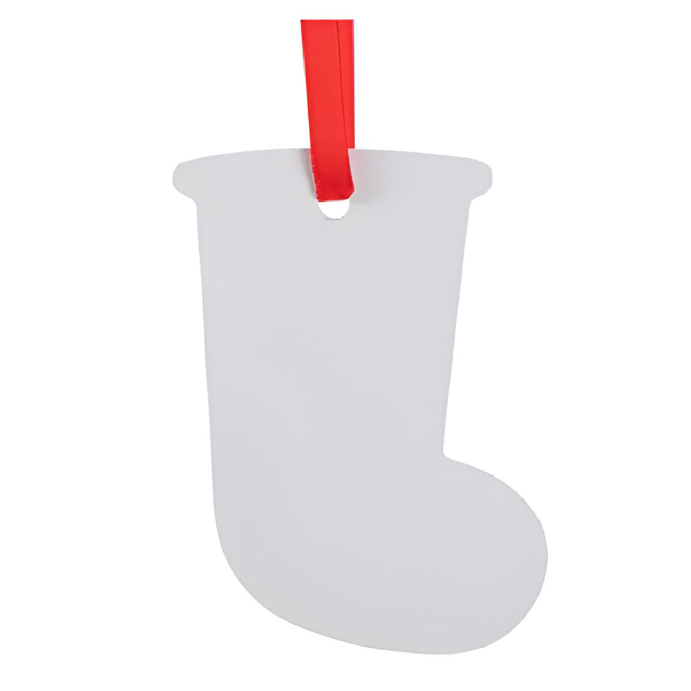 FULL CARTON - (100 PIECES) ALUMINIUM Double-Sided Ornament - Stocking (7.6cm x 9cm) - Longforte Trading Ltd
