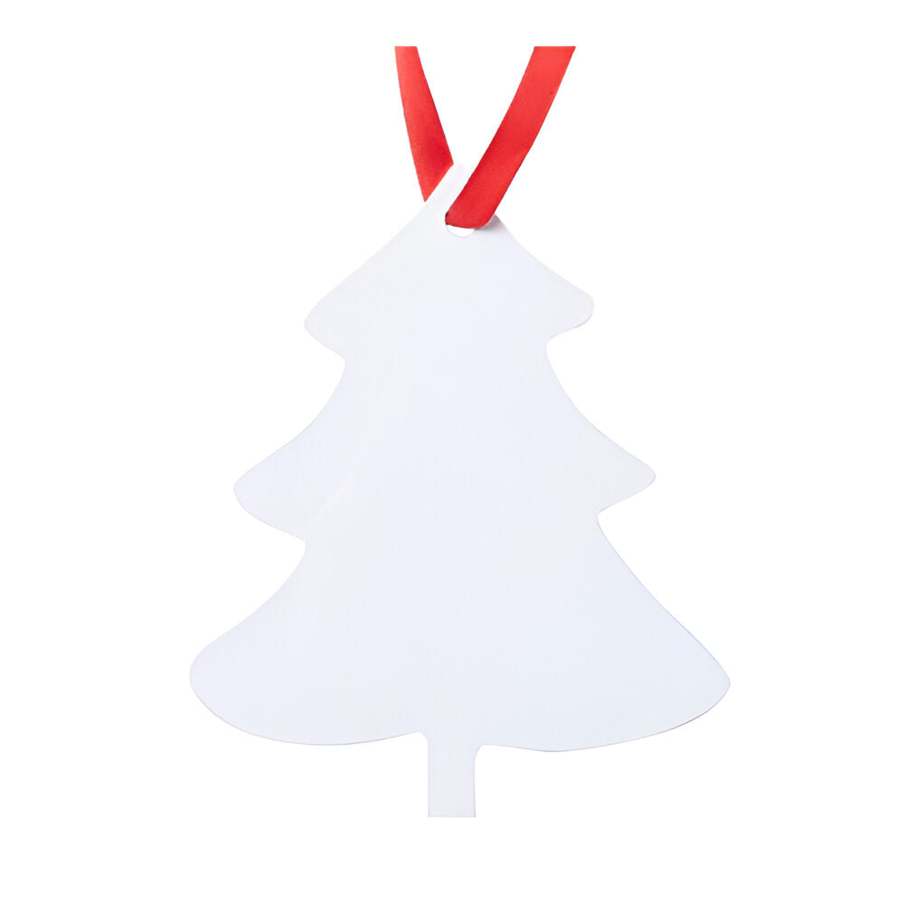 FULL CARTON - (100 PIECES) ALUMINIUM Double-Sided Ornament - Tree (8.3cm x 10.1cm) - Longforte Trading Ltd