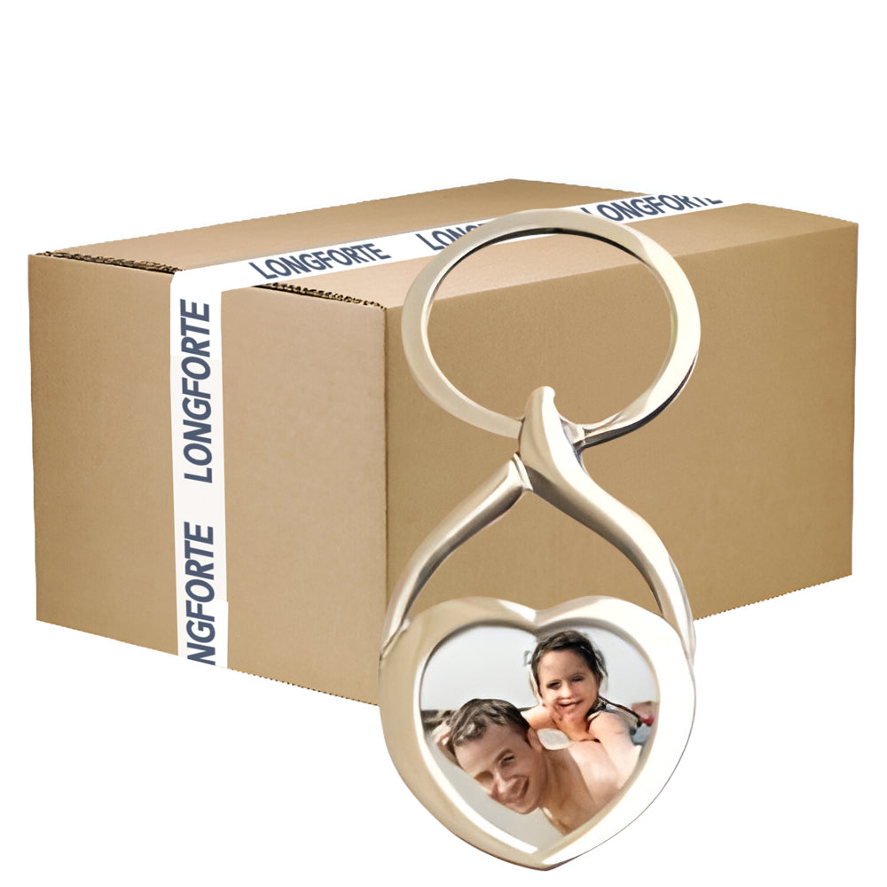 FULL CARTON - 200 x Heart-Shaped Blank Sublimation Metal Keyrings - Longforte Trading Ltd