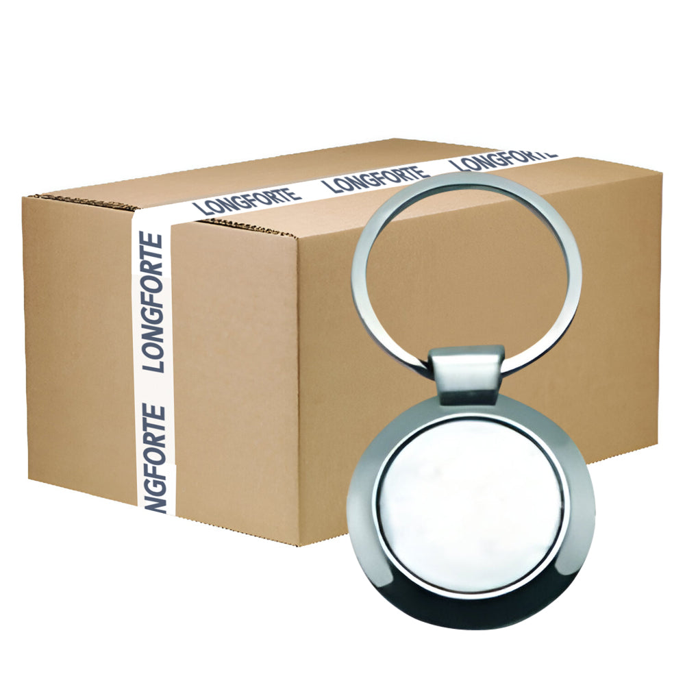 CARTON COMPLET - 200 x Porte-clés ronds vierges en métal par sublimation