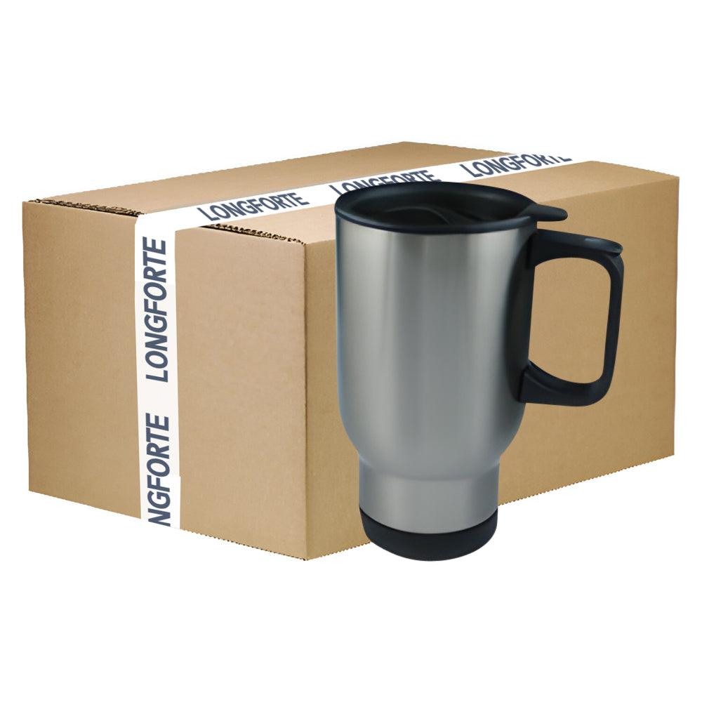 CARTON COMPLET - 48 x tasses de sublimation de voyage vierges en ARGENT de 14 oz