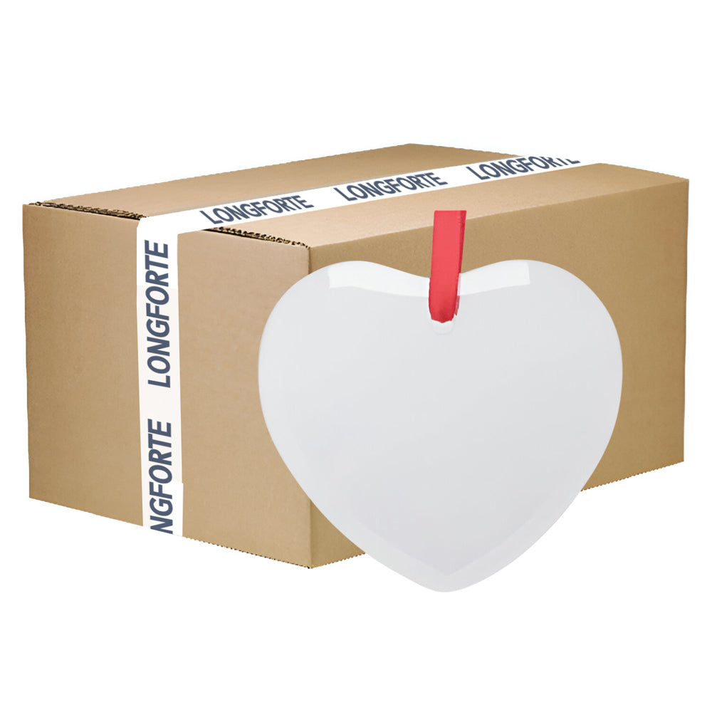 FULL CARTON - (100 PIECES) - 3in GLASS Hanging Ornaments - HEART - Longforte Trading Ltd
