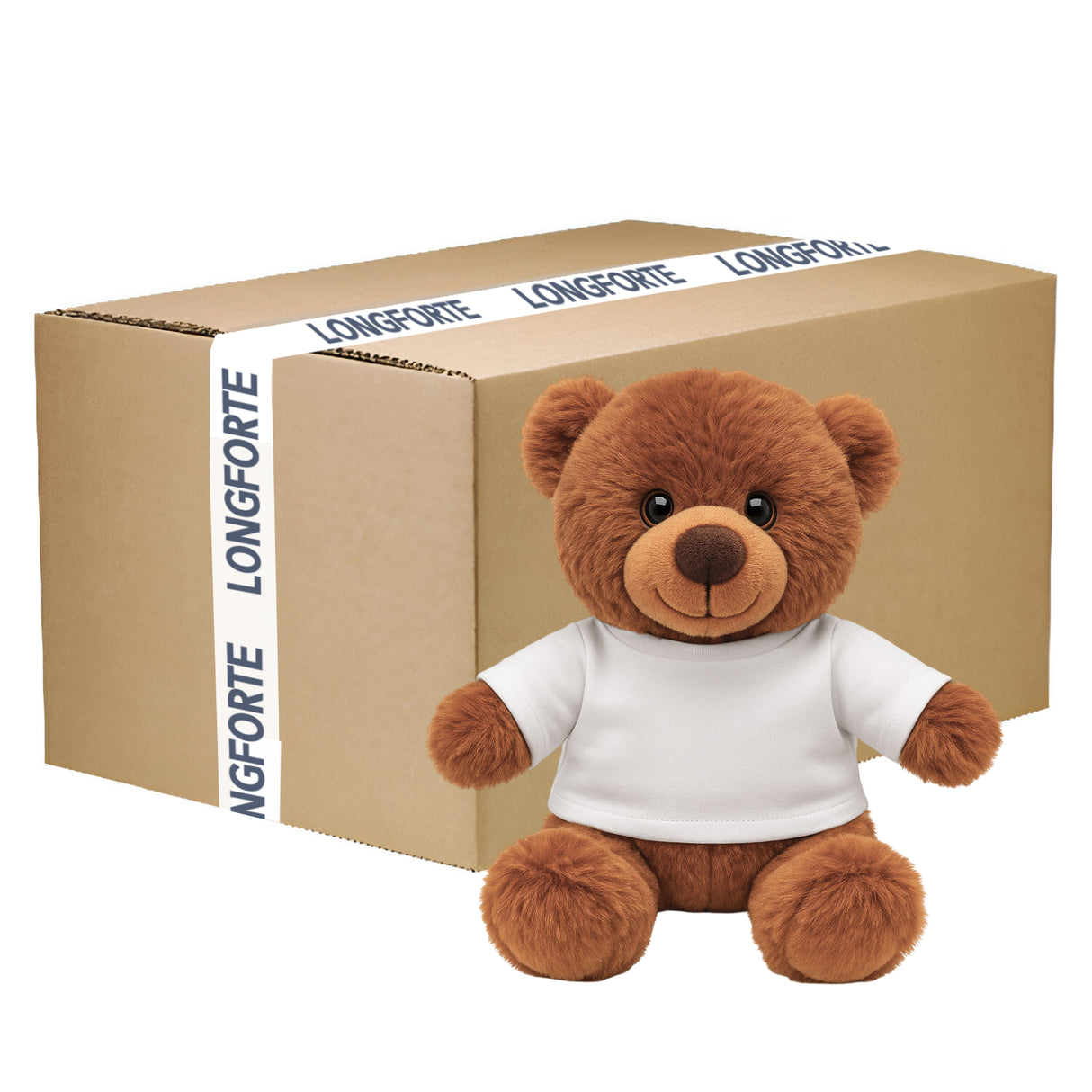 CARTON COMPLET - 50 x Ours en peluche marron foncé avec t-shirt imprimable