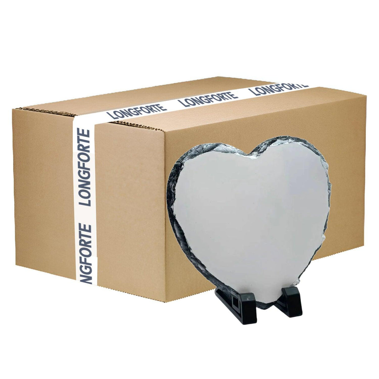 Wholesale Carton - 20 x Blank 20cm x 20cm Large Heart Shaped Photo Slate with Stands