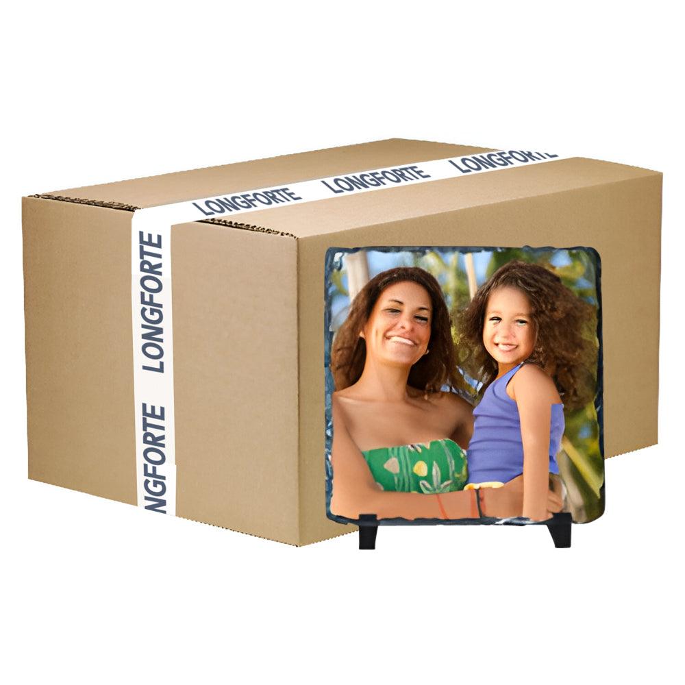 Wholesale Carton - 40 x Matt Finish Small Blank Square (15cm x 15cm) Sublimation Photo Slates with Stands