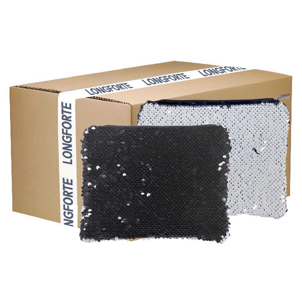 Wholesale Carton - 50 x Sequin Handbags/ Cosmetic/Purses - 15cm x 20cm - BLACK