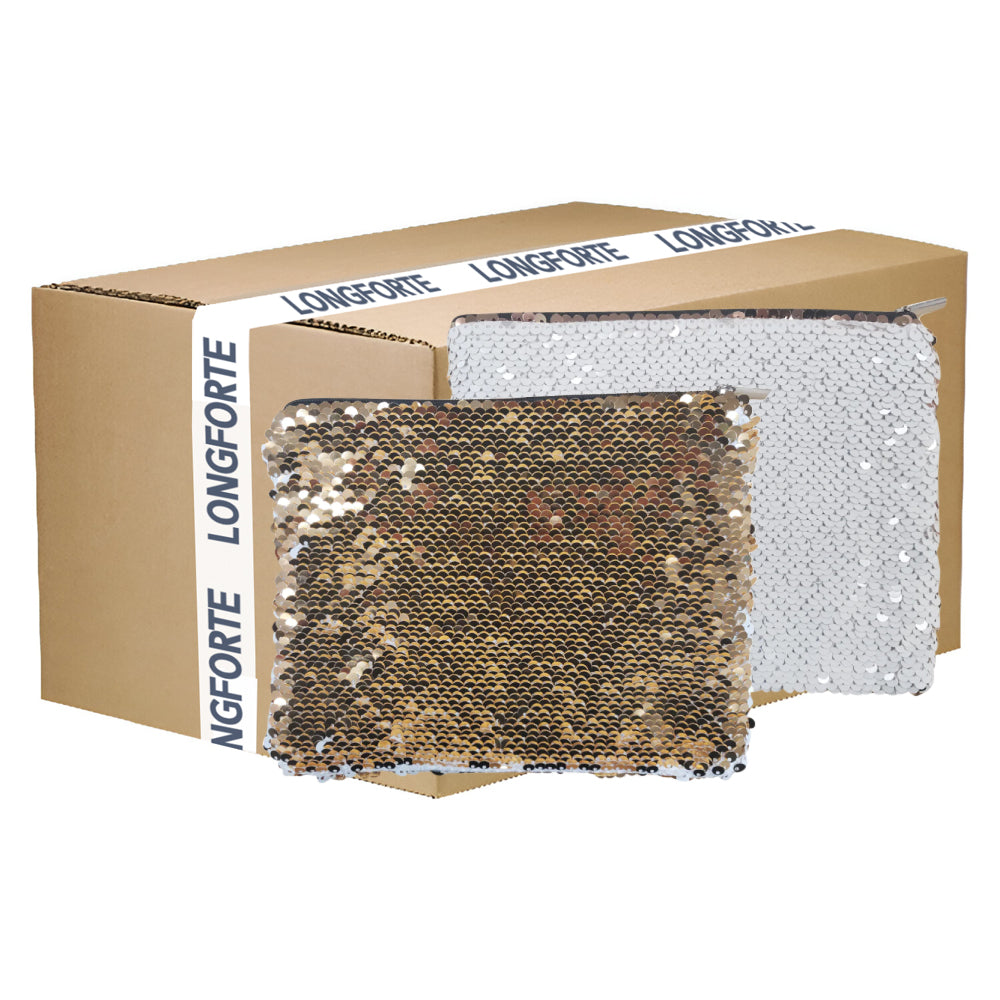 Wholesale Carton - 50 x Sequin Handbags/ Cosmetic/Purses - 15cm x 20cm - GOLD