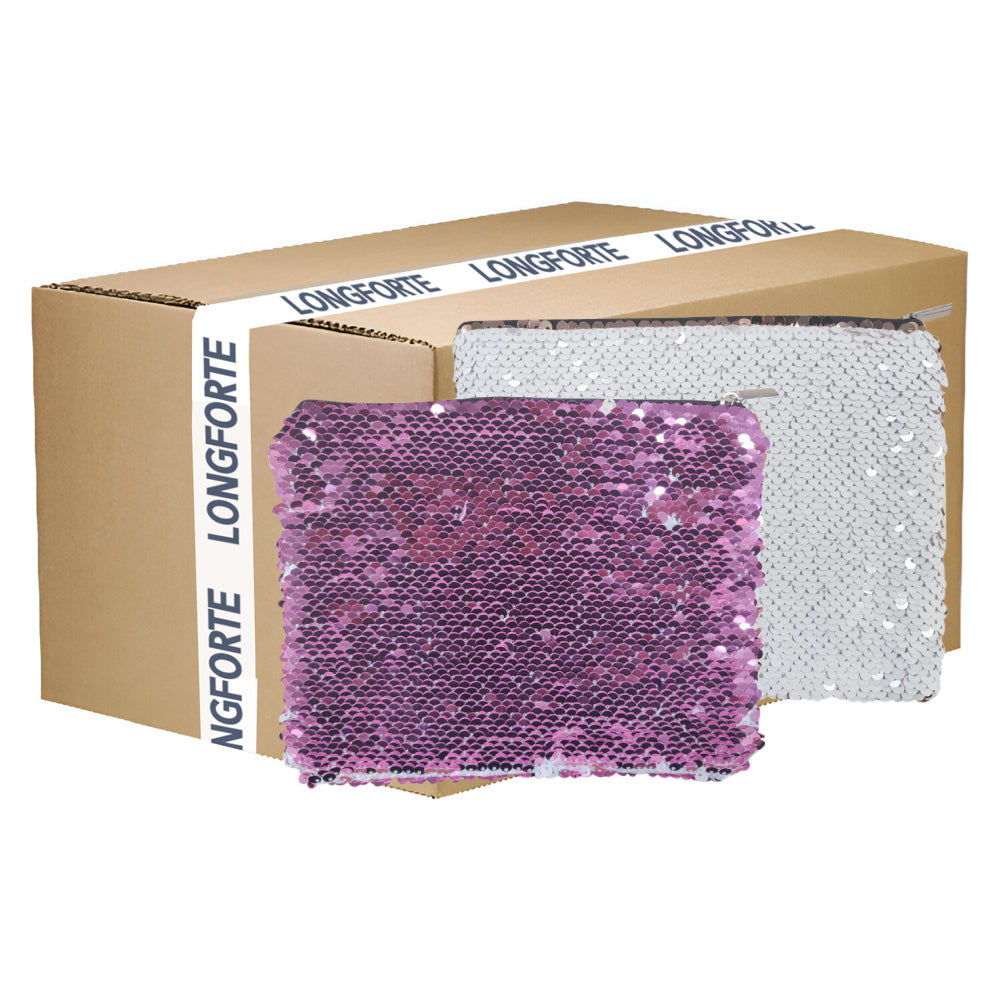 Wholesale Carton - 50 x Sequin Handbags/ Cosmetic/Purses - 15cm x 20cm - PINK