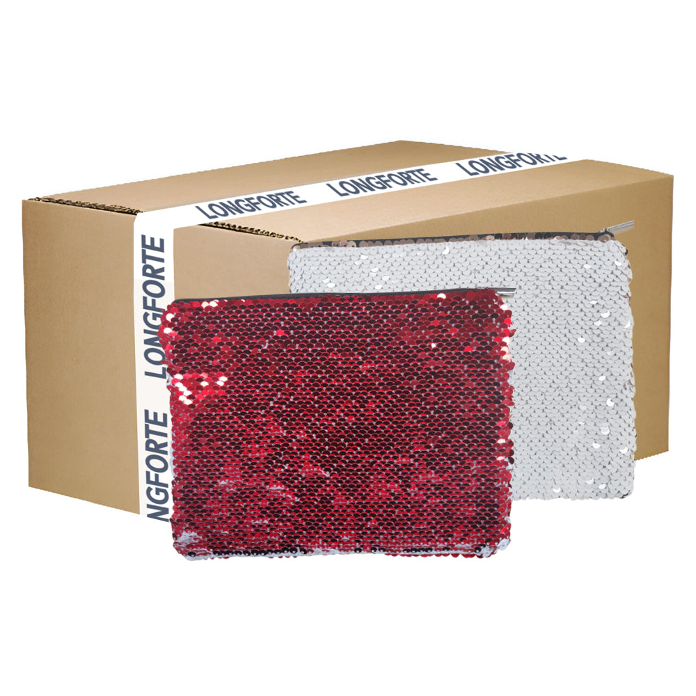 Wholesale Carton - 50 x Sequin Handbags/ Cosmetic/Purses - 15cm x 20cm - RED