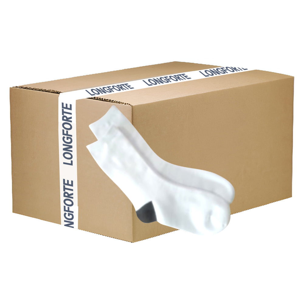 FULL CARTON - 144 Pairs x White Toe/ Black Heel - Women's Socks - 35cm - Longforte Trading Ltd