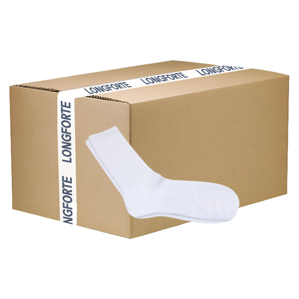FULL CARTON - 144 Pairs x Men's Socks - 40cm - Plain White - Longforte Trading Ltd