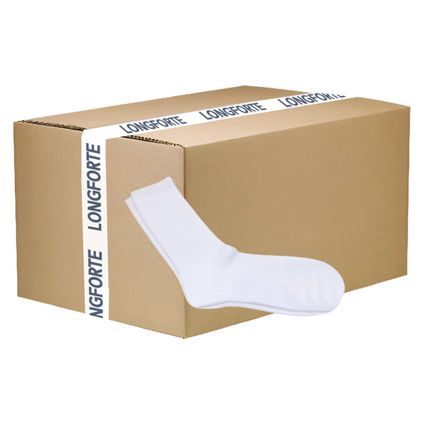 FULL CARTON - 144 Pairs x Women's Socks - 35cm - Plain White - Longforte Trading Ltd