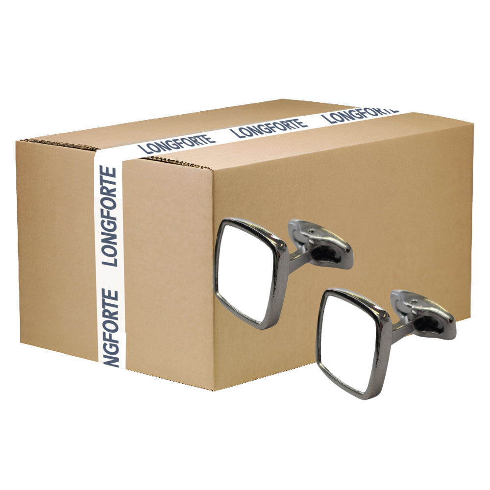 Wholesale Carton - 50 Pairs x Cufflinks - Premier Range - Chrome - Curved Square