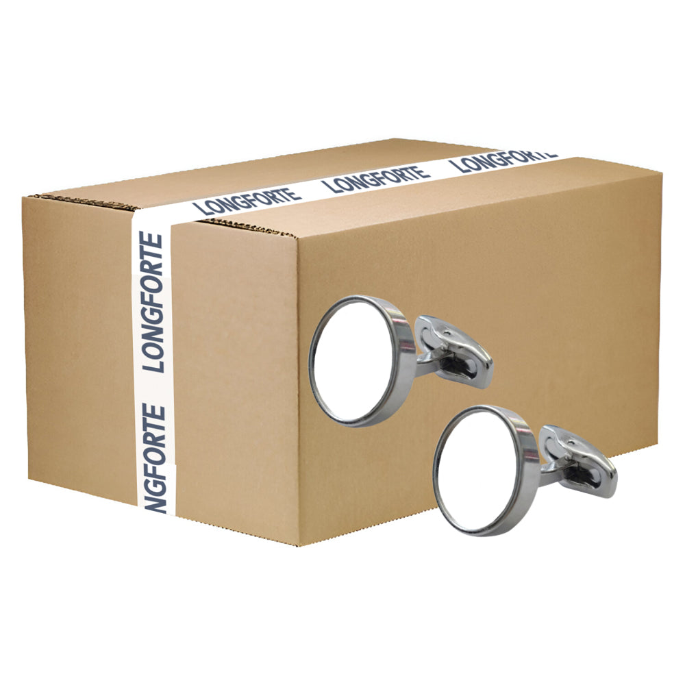Wholesale Carton - 50 Pairs x Cufflinks - Premier Range - Chrome - Round