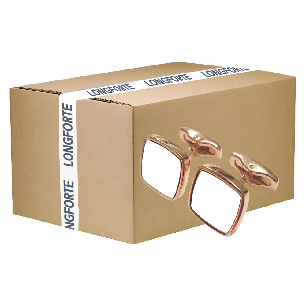 Wholesale Carton - 50 Pairs x Cufflinks - Premier Range - Rose Gold - Curved Square