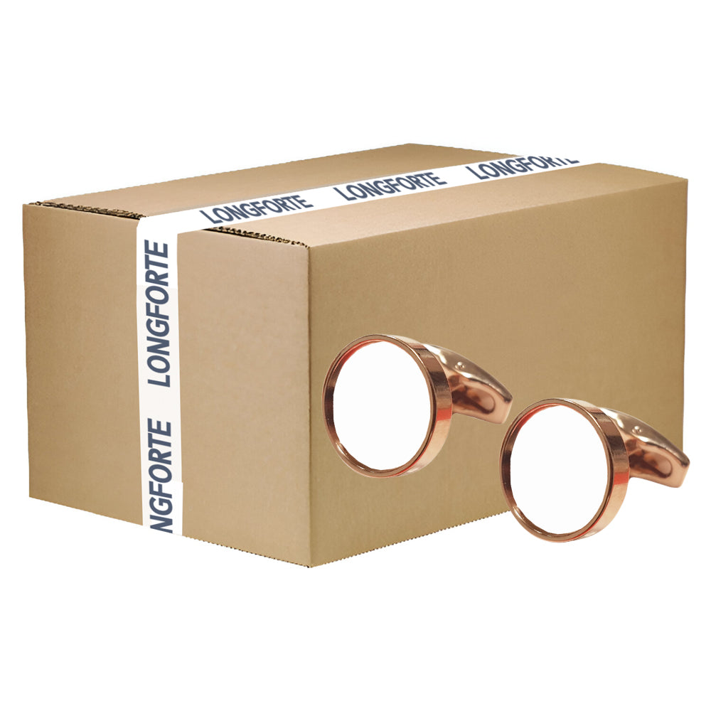 Wholesale Carton - 50 Pairs x Cufflinks - Premier Range - Rose Gold - Round