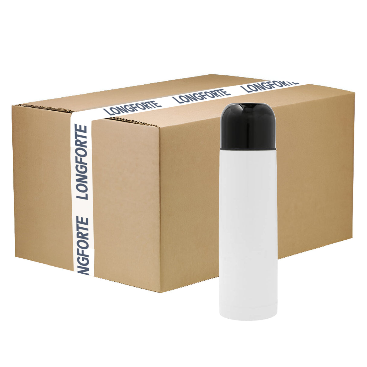 Wholesale Carton - 30 x Thermal Flask Bottles - 750ml - WHITE / BLACK LID