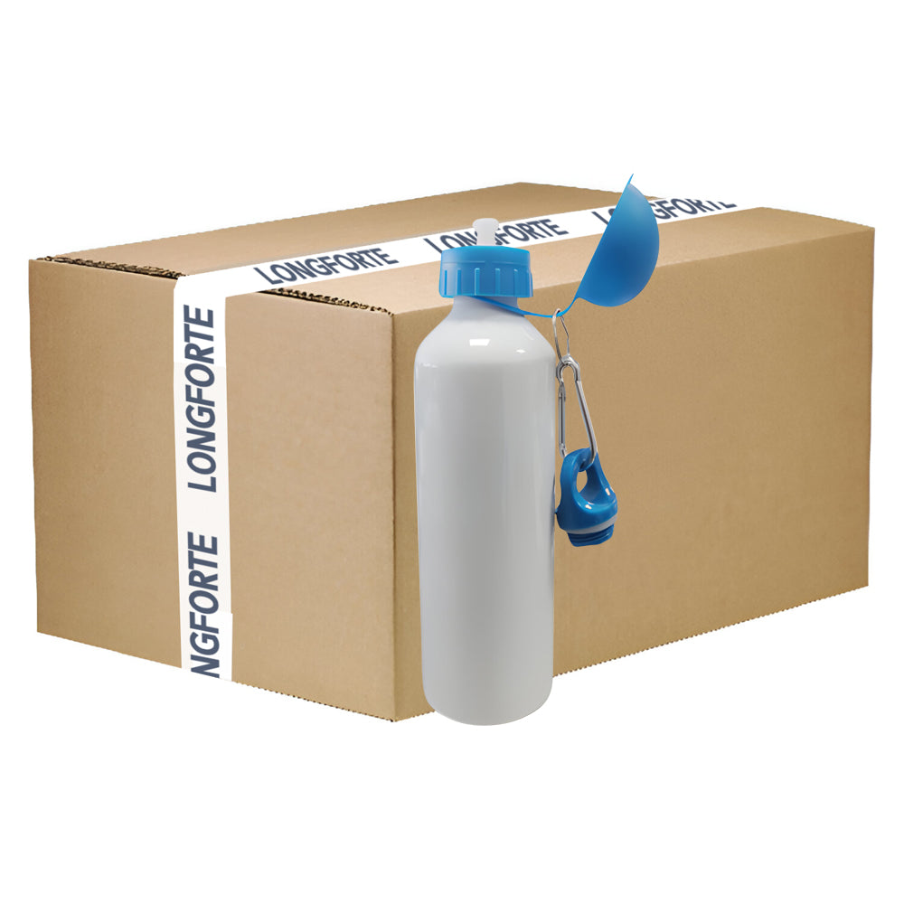 CARTON COMPLET - 60 x Bouteilles d'eau - Deux couvercles COULEURS (BLEU) - 600 ml
