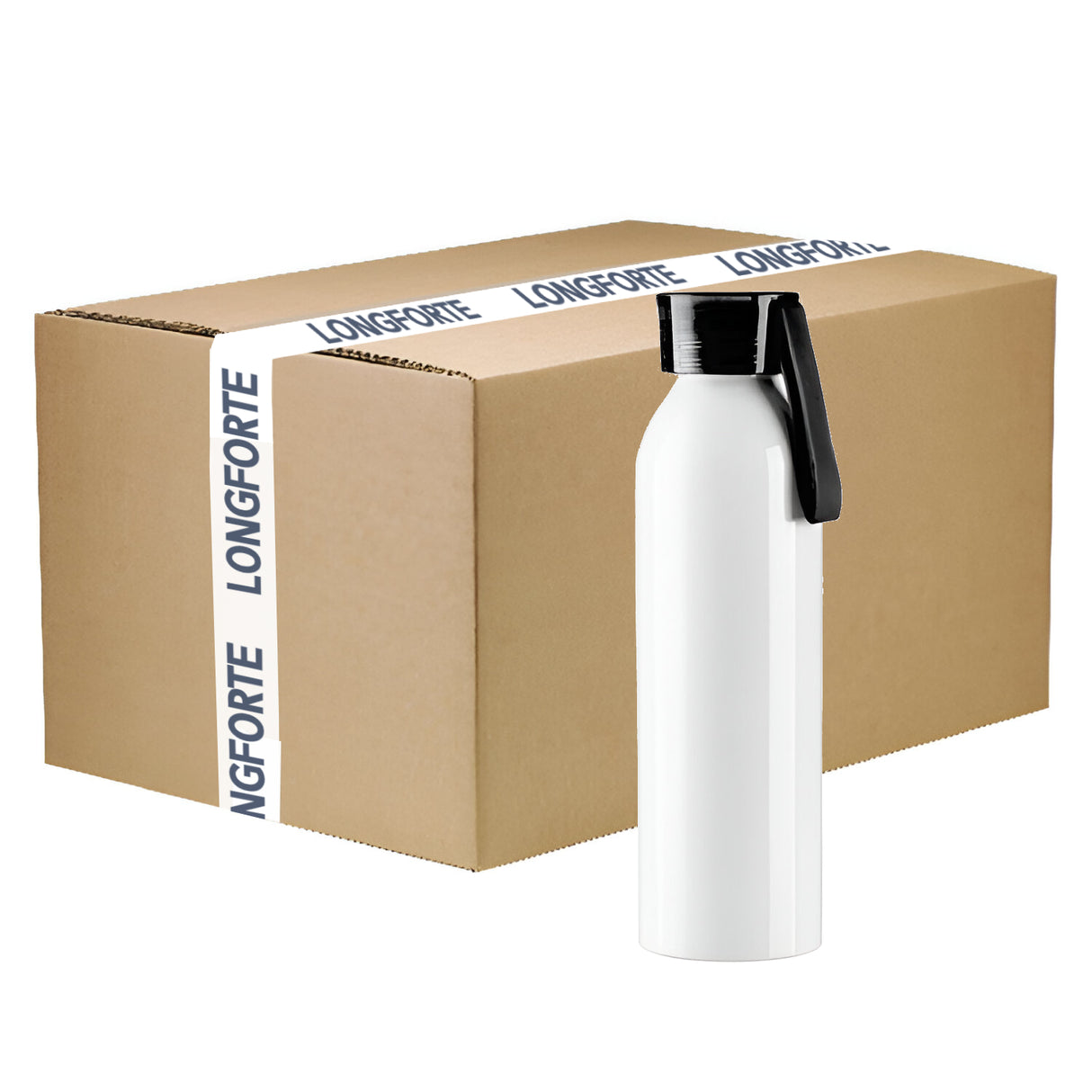 CARTON COMPLET - 50 x Bouteilles d'eau en aluminium MAVERICK - 650 ml - NOIR