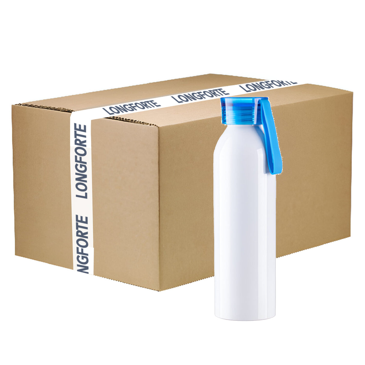 CARTON COMPLET - 50 x Bouteilles d'eau en aluminium MAVERICK - 650 ml - BLEU