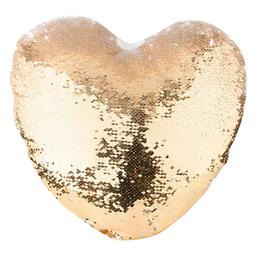 Sublimation Sequin Cushion Cover - Gold - Heart