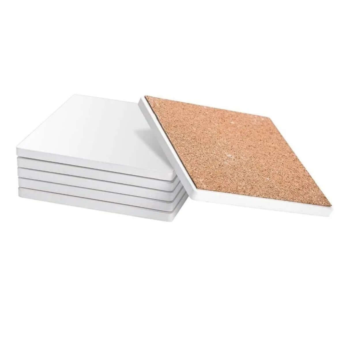 Coaster - 4 x Ceramic - Square - 10cm - Cork Base - Longforte Trading Ltd