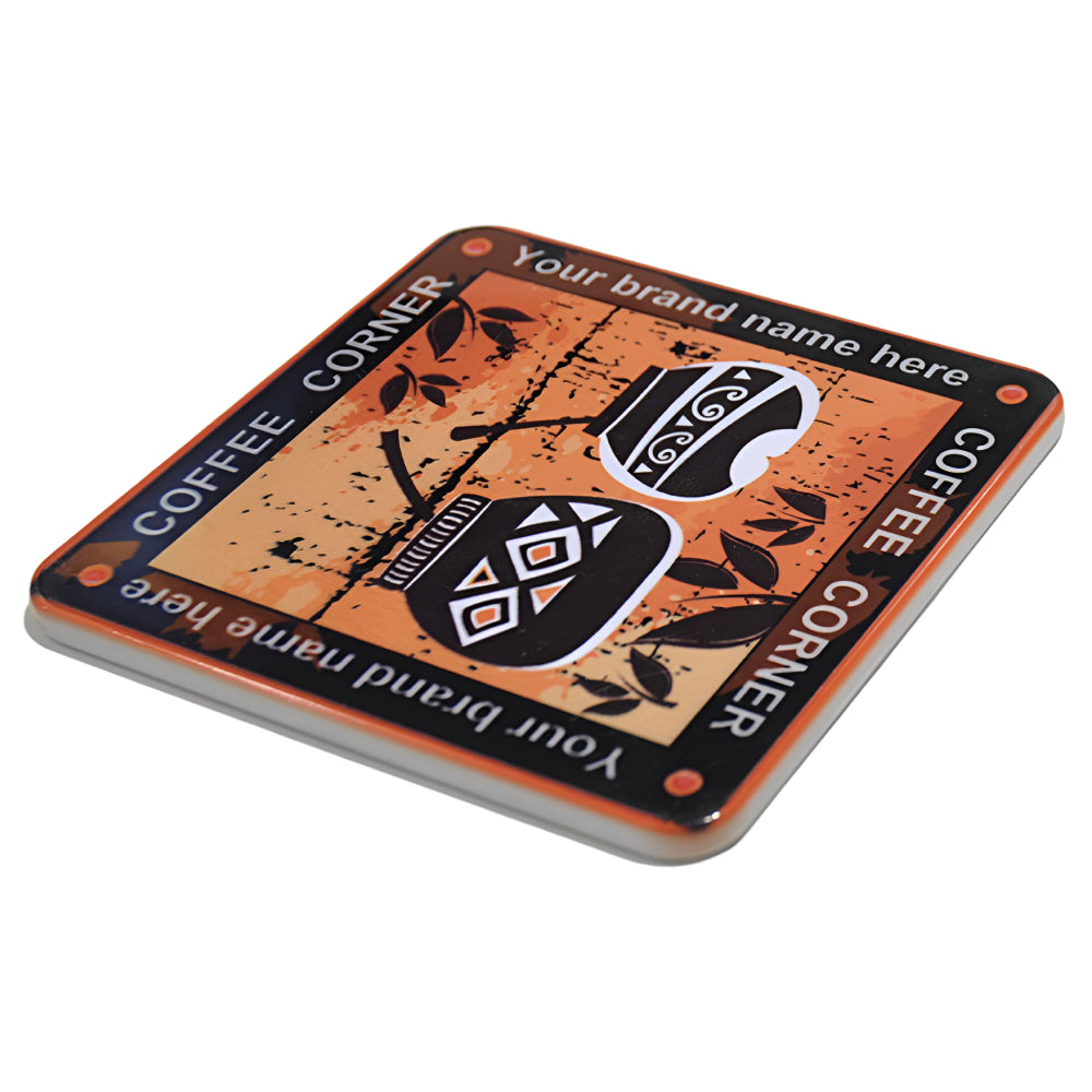 Coaster - 10 x Polymer - Square - 8.9cm - Cork Base