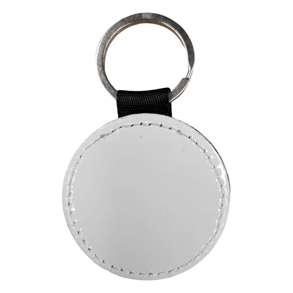 Double-Sided Sublimation PU Heart Keyring - Glossy White - Pack of 10