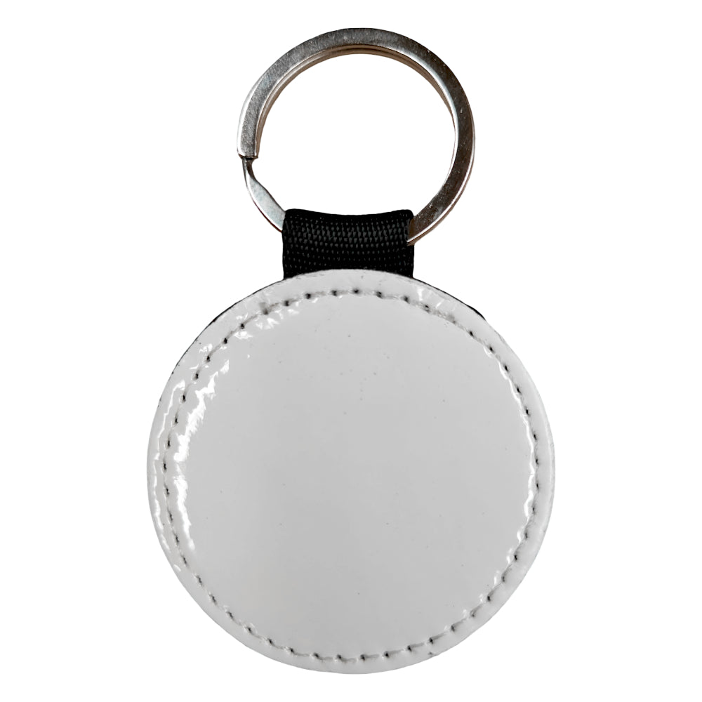 Double-Sided Sublimation PU Heart Keyring - Glossy White - Pack of 10
