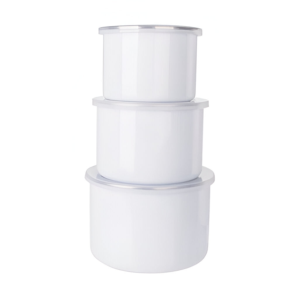 Bowls - Enamel - DEEP - 40oz (1200ml) Bowl With Lid - 9.5cm x 14cm - Longforte Trading Ltd