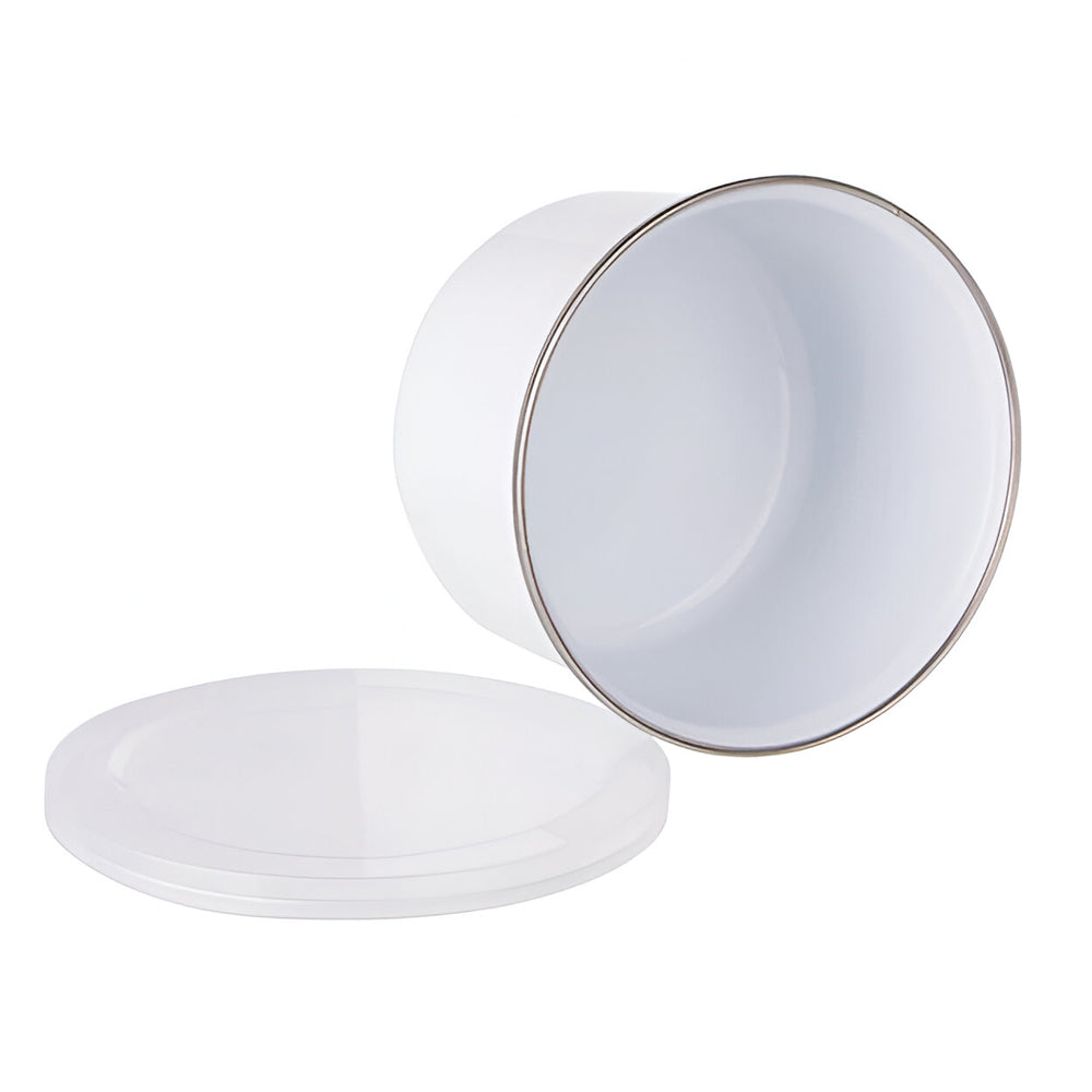 Bowls - Enamel - DEEP - 40oz (1200ml) Bowl With Lid - 9.5cm x 14cm - Longforte Trading Ltd